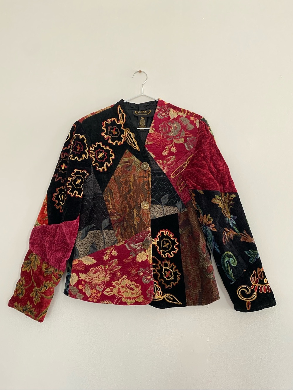 Christopher & Banks Multicolor Patchwork Velvet Blazer
